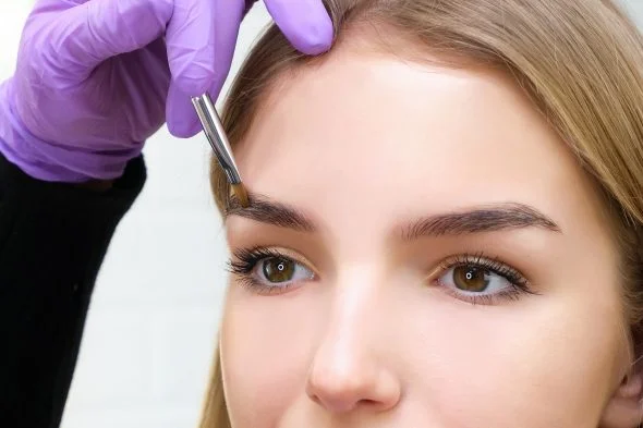 brow lift process on a young woman